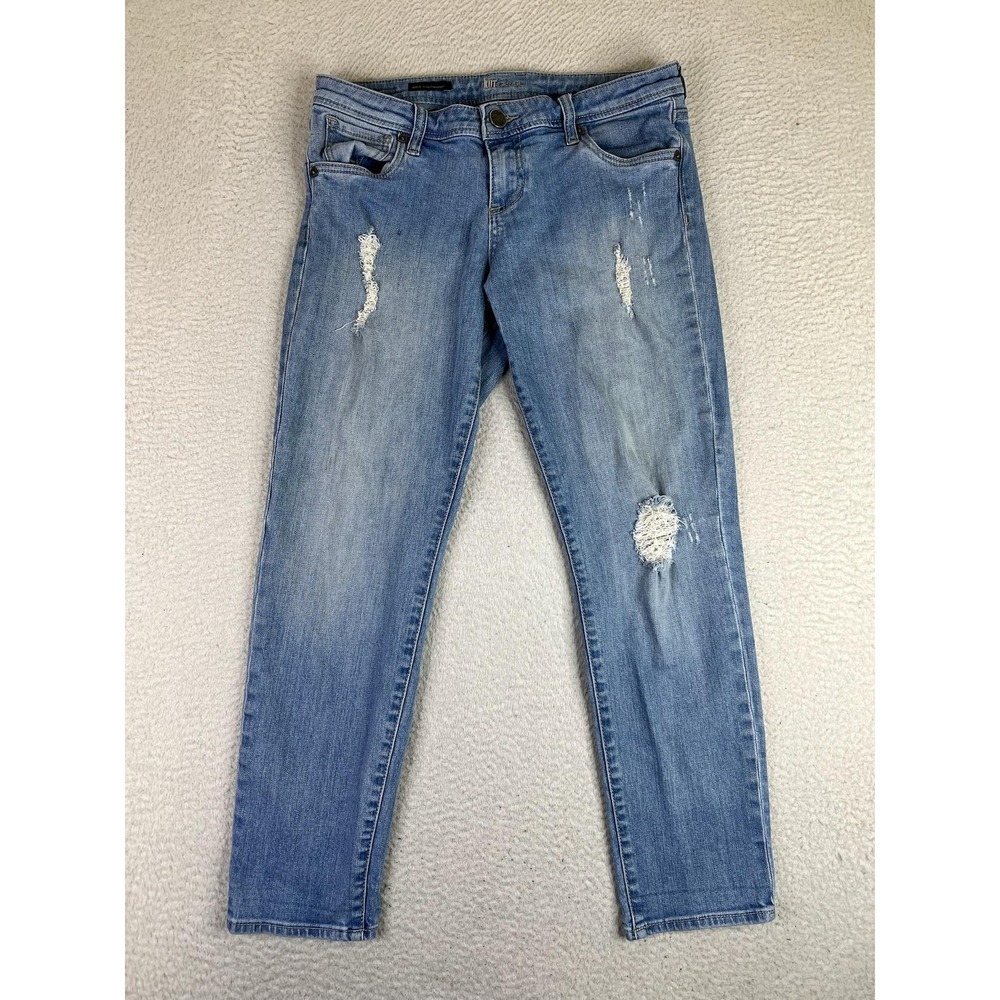KUT from‎ the Kloth Adele Slouchy Boyfriend Jeans Womens 6 Light Wash Distressed